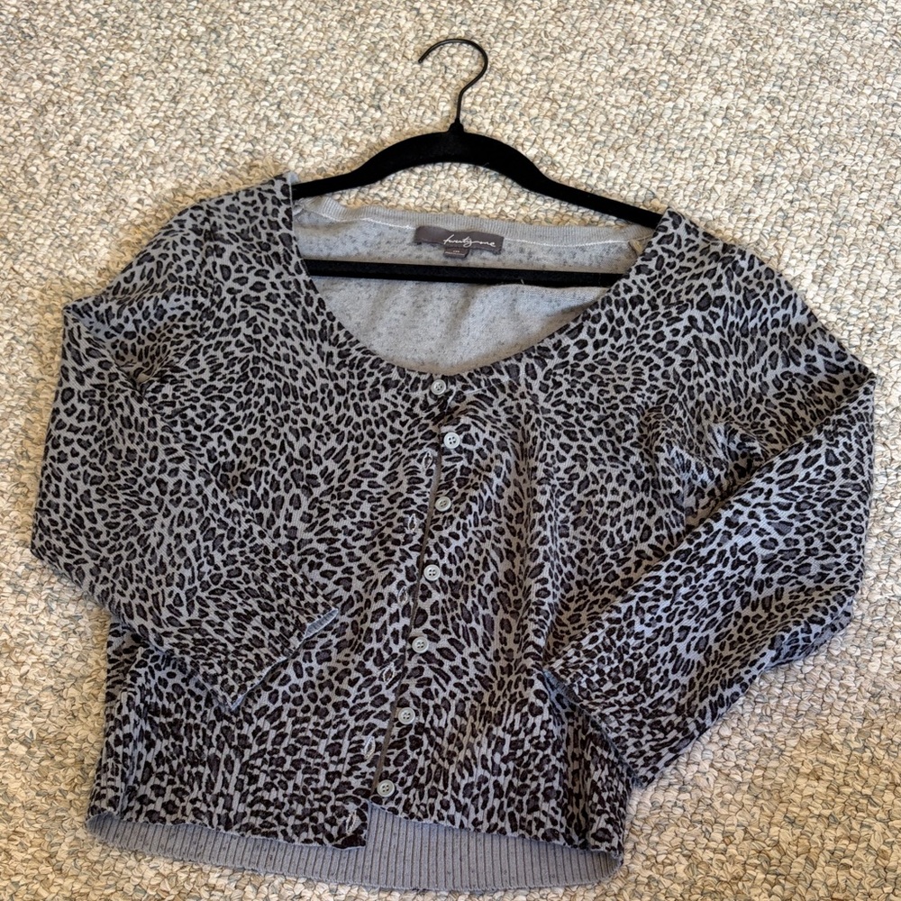 Black and Gray Animal Print Cardigan